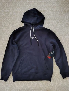 Reebok Finisher Pullover Hoodie Navy Blue Mens Medium Regular Cotton Fleece - Picture 1 of 4