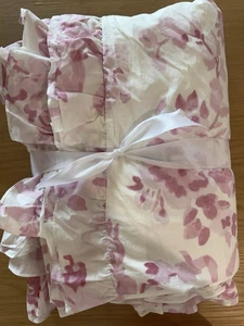 Pottery Barn LoveShackFancy Damask Ruffle Duvet King Pink  Floral Garden - Picture 1 of 5
