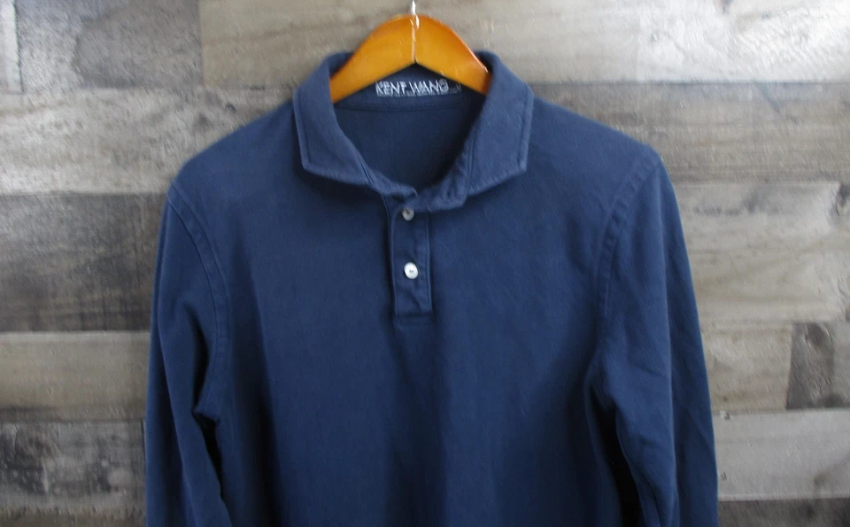 Camisa Polo Kent Wang Para Hombre XL Azul Marino Manga Larga Piqué Algodón Hecha en Portugal Foto 1 de 4