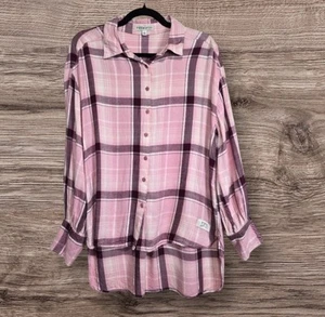 Camisa Top Frye Boyfriend Cuadros Abotonada MEDIANA Western Púrpura Rosa Para Mujer NUEVA - Imagen 1 de 8