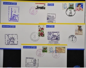 USA to Hawaii/Vegas/Dallas 1993 x5 AF diff CONCORDE Tour de Monde Flight Cards - Picture 1 of 2