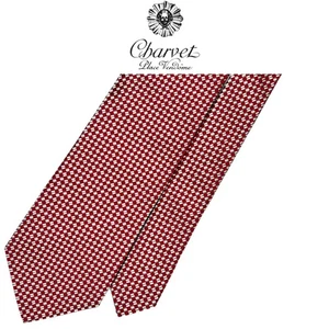 Corbata roja Charvet Place Vendome - llamativa corbata francesa de seda a cuadros roja blanca - Imagen 1 de 10