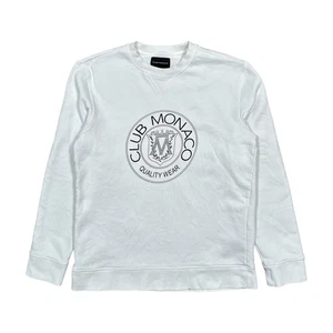 Club Monaco Ralph Lauren Era Crest Logo White Fleece Sweatshirt Mens Small - Picture 1 of 10