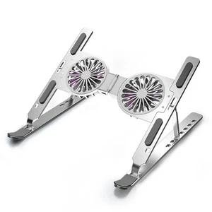 Metal Aluminum Alloy RGB LED Light 2 Cooling Fan Notebook Laptop Stand4179 - Afbeelding 1 van 10