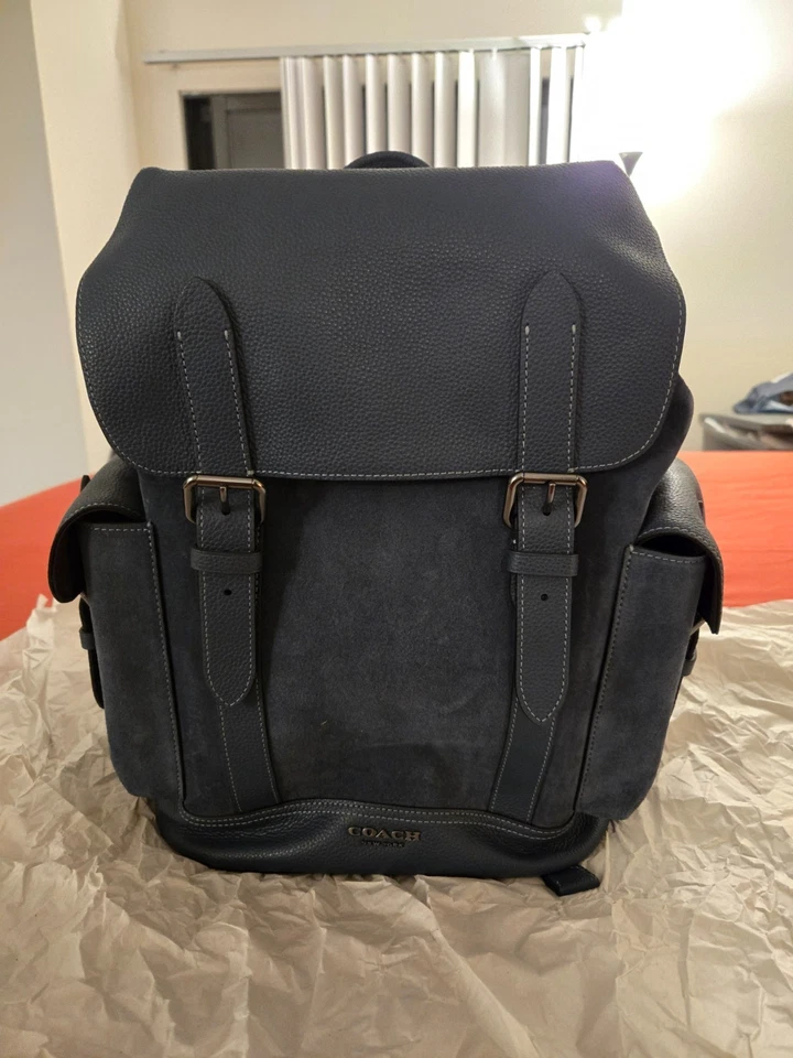 全新带标签 Coach Hudson 背包 CL955 牛仔麂皮绒 - 全新 — 第 1/4 张图片