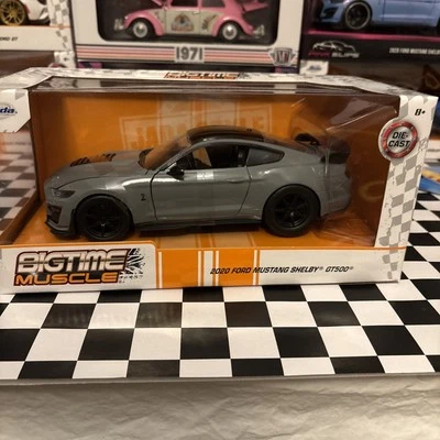 New 1:24 JADA Bigtime Muscle Grey/Black 2020 Ford Mustang Shelby GT500 Diecast - Image 1 of 4