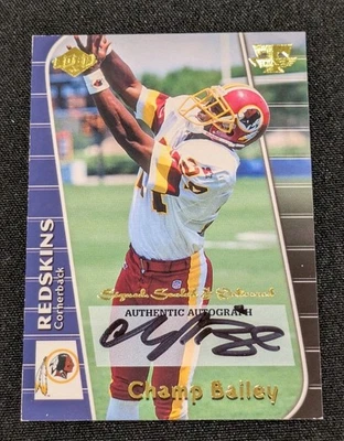 1999 Collector's Edge Champ Bailey AUTO REDSKINS Washington assinado no cartão CBA - Imagem 1 de 4