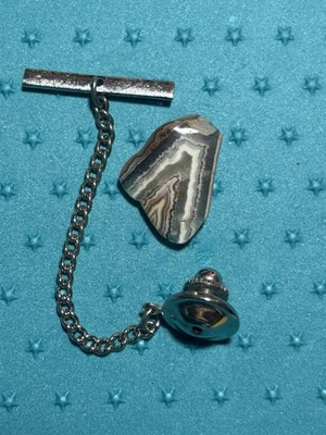 Dos alfileres vintage de piedra de ágata madreperla Foto 1 de 4