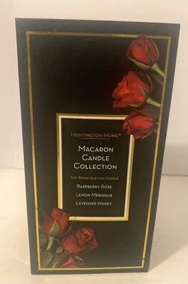Colección de velas Huntington Home Macaron rosa frambuesa, limón, miel de lavanda Foto 1 de 4