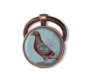 LLAVERO de metal colgante de vidrio hecho a mano de dos tonos para pájaros paloma - Imagen 1 de 7