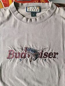 Camp David Budweiser Fishing T-shirt XL Rare Green P1 Made In USA 