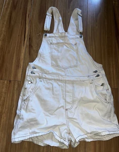 Cotton On Light Beige Denim Shortall / Dungarees Size 16 - Picture 1 of 6