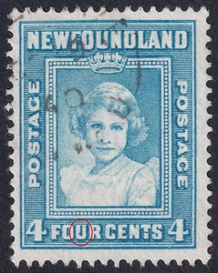 Neufundland 1938 Princess Elizabeth SG 270 defekt "U" Fehler SIEHE BESCHREIBUNG - Bild 1 von 2