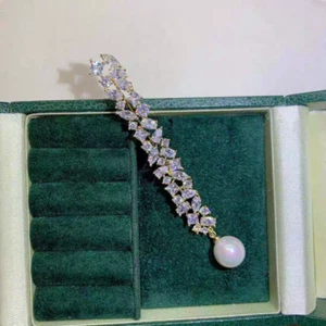 Precioso broche de perlas blancas del Mar del Sur 925s - Imagen 1 de 3