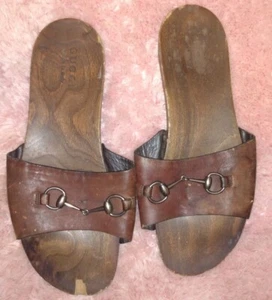 GUCCI 🇮🇹Wooden Sandals/Slides👡(Brown) Women Size EUR 39👡100% authenticity - Picture 1 of 9