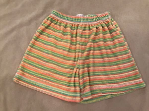 Fresh Produce Shorts 5 Terry Cloth Stripe Orange Yellow Green - Picture 1 of 3