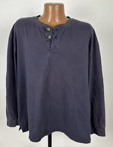 Ropa de trabajo vintage Big Mac Henley para hombre XL de gran tamaño desteñido azul marino manga larga algodón - Imagen 1 de 14