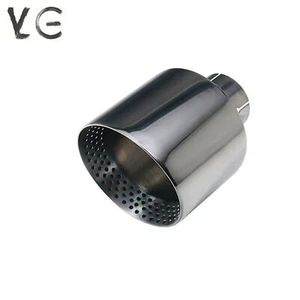 Universal 2.5'' ID 5'' OD Exhaust End Tips Muffler Black Slant Tip 180mm length - Picture 1 of 4