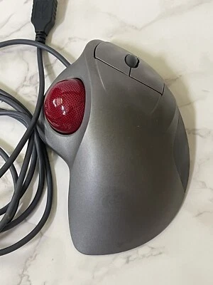 Logitech Track man Wheel USB Optical Trackball Mouse Silver Used BB18 Tested - Imagem 1 de 4