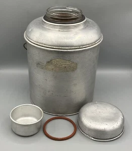 Vtg Faris Picnic Jug Ribbed Aluminum w/Glass Liner Original Cup & Lid 1/2 Gallon - Picture 1 of 13