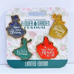 Disney Epcot Flower & Garden Festival 2019 Princess 4 Pin Set LE 1000 NUEVO Lindo - Imagen 1 de 1
