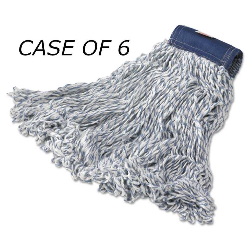 Корпус из 6 швабр Rubbermaid Commercial D55306WH00 большая отделка 5 дюймов синяя головка - Изображение 1 из 1