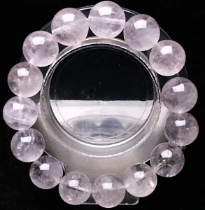 14,5 mm Echtes Natürliches Lila Amethyst Kristall Edelstein Rund Perlen Armband - Bild 1 von 6