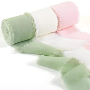 Chiffon Ribbon Fringe Set 1.5" x 21Yards Bouquets Invitations DIY Crafts - Picture 1 of 7