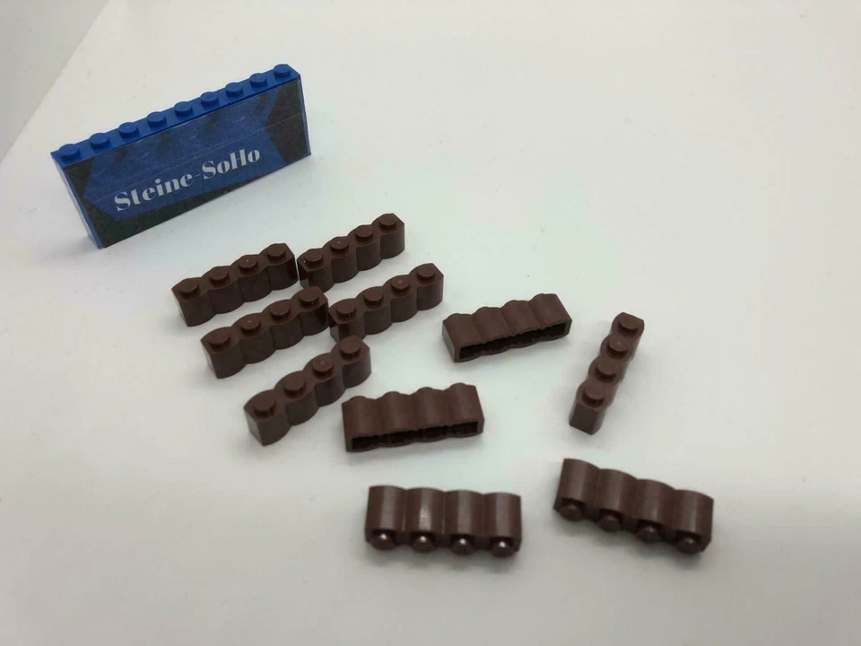 Lego (c) 10x 1x4 Palisadenstein - 30137 - reddish braun - 1x4 brick - brown - Bild 1 von 1