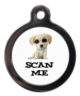 Pet ID tag SCAN ME CARTOON LABRADOR Picture tag  2 sizes - Image 1 of 2
