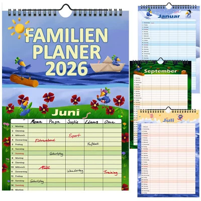Familienplaner 2026 mit 5 Spalten Familienkalender A4 Terminplaner Wandkalender - Bild 1 von 4