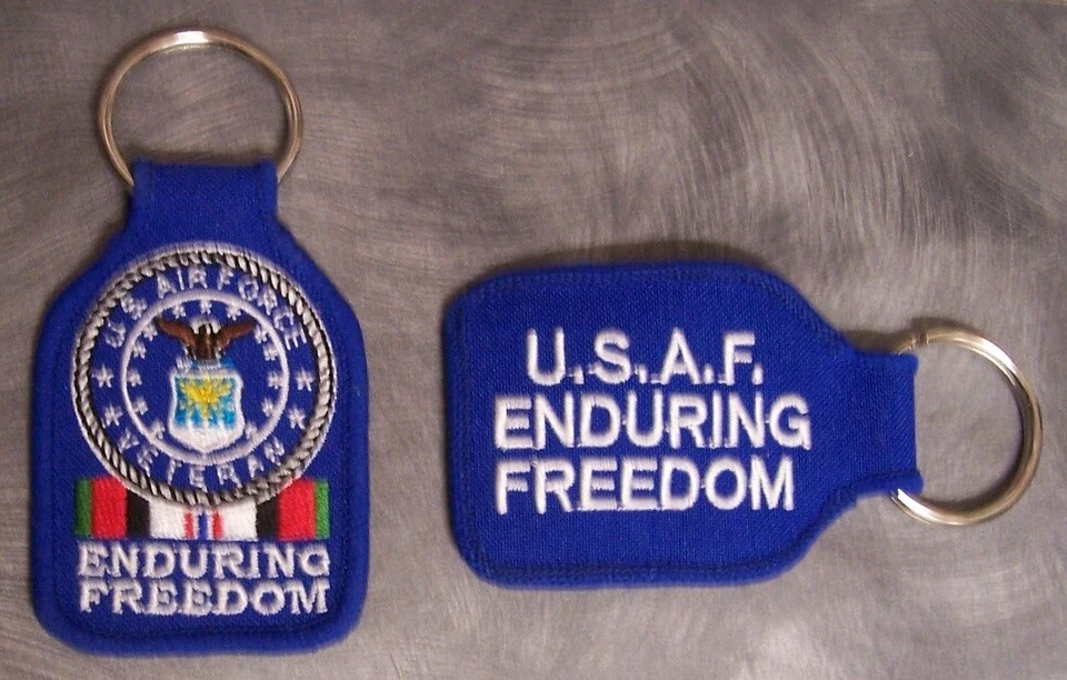 Embroidered Cloth Military Key Ring U S Air Force Enduring Freedom NEW - Image 1 of 1