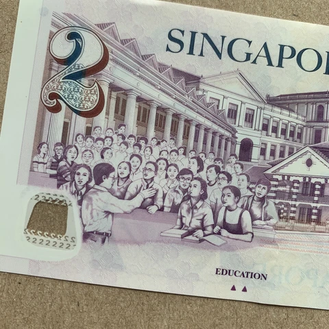 Singapore 2 Dollars Polymer Banknote Singaporean Plastic Currency Education Cover