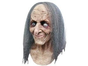 Hagatha Witch Mask Halloween Witchcraft Wicca Costume Old Lady Woman Gray Hair - Picture 1 of 1