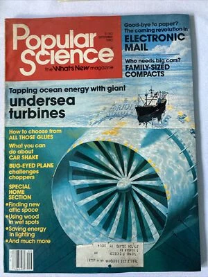 1980 Sept. Popular Science Magazine, Energy With Giant Undersea Turbines (CP278) - Image 1 of 3