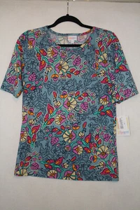 Neu mit Etikett LuLaRoe Größe L Gigi T-Shirt mehrfarbig geblümt hergestellt in den USA - Bild 1 von 4