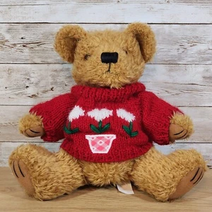 De colección MTY International Bear Peluche Marrón Floral Rojo Suéter Animal de Peluche - Imagen 1 de 5