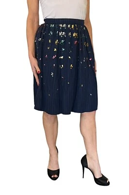 OSCAR DE LA RENTA ЖЕНЩИН ТЕМНО-ШЕЛКОВЫЙ РЕБРИСТЫЙ УКРАШЕННЫЙ БИСЕРОМ ЮБКА SZ 0 НОВЫЙ С ЯРЛЫКАМИ $350 - Изображение 1 из 4