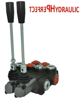 2 x Single Acting 2 Spool Hydraulic Directional Control Valve 11gpm 40L  2x SA - Image 1 of 3