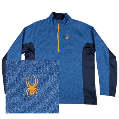 Spyder Knit Pullover Sweater Fleece Lined Mens Sz XL Blue 1/4 1/2 Zip Activewear - Image 1 of 4