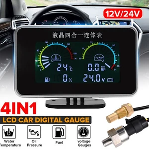 4-in-1 Car Digital Meter Oil Pressure Voltage Water Temperature Fuel Gauge A6K7 - Picture 1 of 11