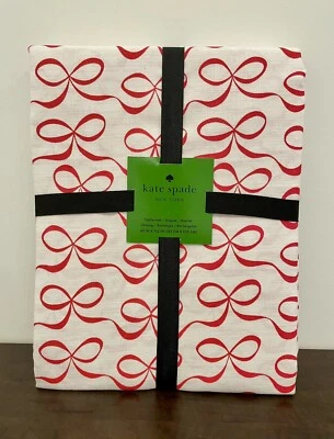 Kate Spade All Wrapped Up Tablecloth  Red and White Christmas Bows 60x102 - Image 1 of 2