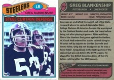 Greg Blankenship 1977 Style Custom Card Pittsburgh Steelers Raiders