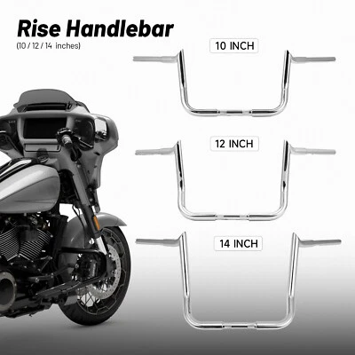 For Harley Street Electra Glide 86+ 10/12/14" Meathook Ape Hanger Bar Handlebar - Image 1 of 4