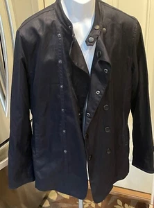John Varvatos LUXE Double Breasted Snap Closure Jacket-Black-Medium - Picture 1 of 9