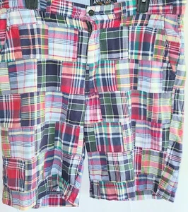 American Living Mens Size 34 Flat Front Madras Shorts - Picture 1 of 8