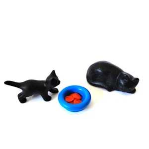 Playmobil Schwarze Katzen Kätzchen Futternapf Tier A41 - Bild 1 von 1