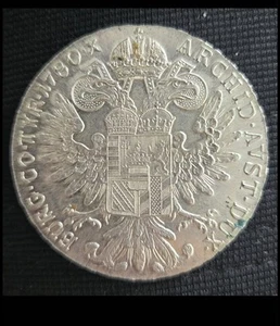 Austrian Maria Theresa Thaler BURG CO TYR 1780 .833 Silver Coin Restrike ML - Picture 1 of 2