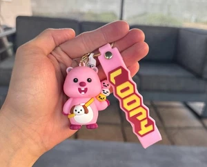 Süßer Schlüsselanhänger Loopy rosa Bär mit Riemen - Bild 1 von 5