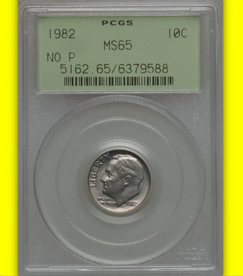 1982 No-P PCGS MS65 Strong NO MINT MARK 1990 Slab OGH #1 Key Roosevelt Dime 10C - Image 1 of 4
